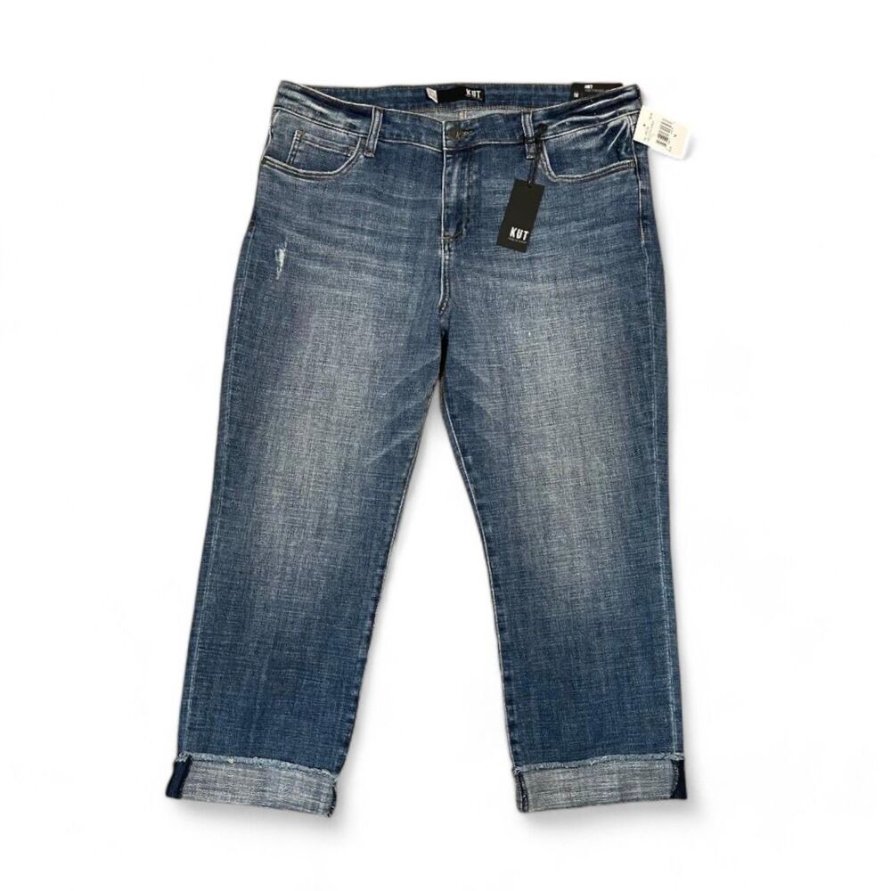 KUT From The Kloth Amy Crop Straight Leg Rollup Jeans, Size 16